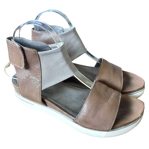 SOLD! Fisher 8 Spree Sport Quartz Leather Ankle Strap Sandals Platform Shoe Tan - Picture 2 of 7